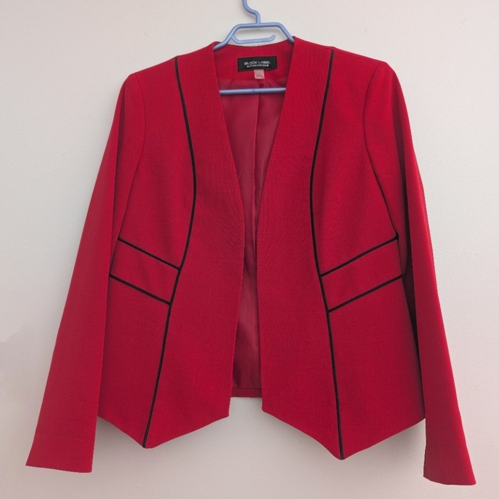 Black Label Red Blazer with black trim Size 6